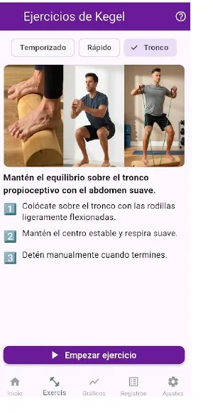 Selecció del tipus d’exercici de Kegel