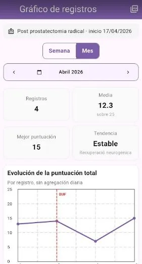 Gràfic de l’evolució de les puntuacions
